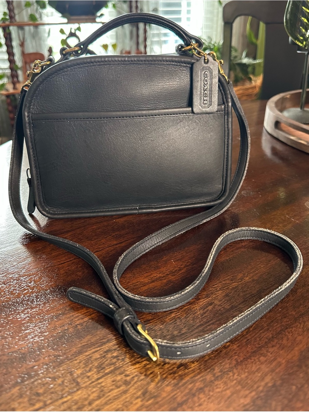 Coach 9991 Vintage Lunch Box Black Leather Crossbody Handbag